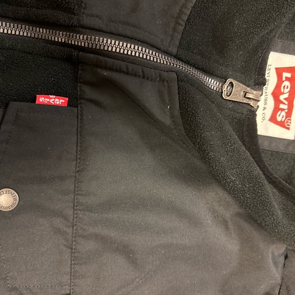 Levi's Strauss BLACK CHARCOAL Men's Hooded Fleece Jacket Size Large - Picture 7 of 8